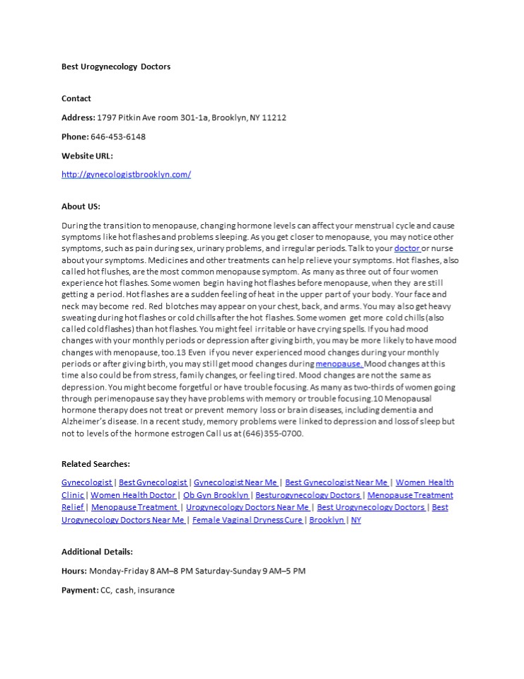 Best Urogynecology Doctors