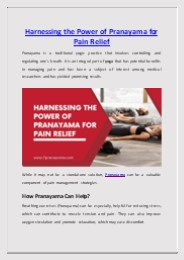 Harnessing the Power of Pranayama for Pain Relief
