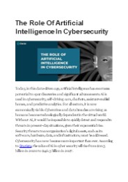 The Role Of Artificial Intelligence In Cybersecurity