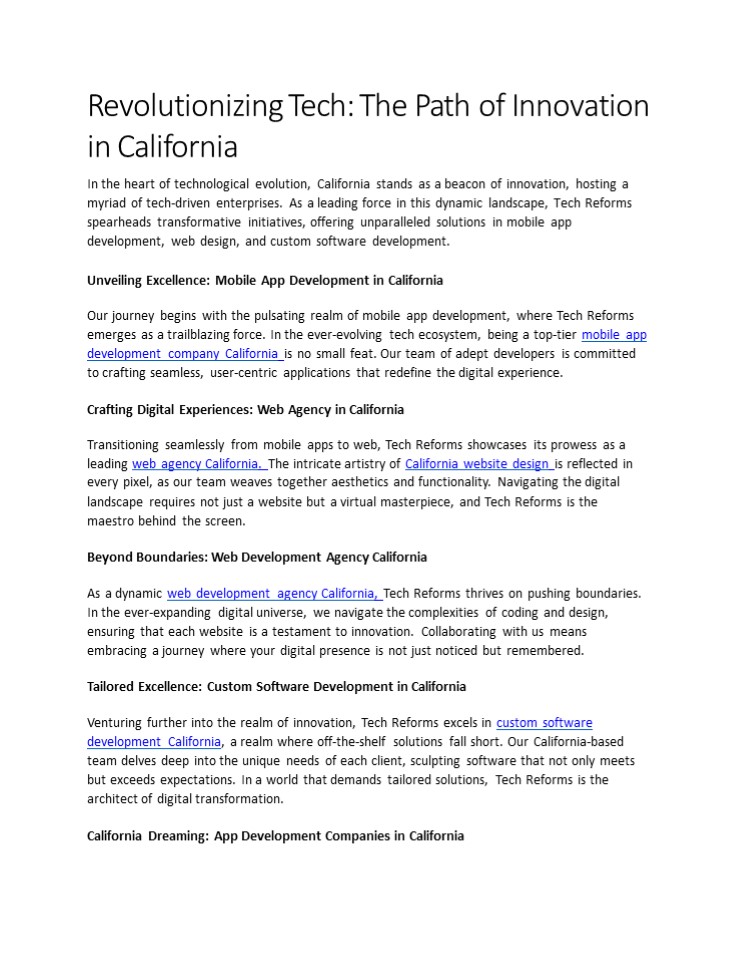 Revolutionizing Tech: The Path of Innovation in California