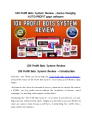 10X Profit Bots System Review - Game changing AUTO-PROFIT page software