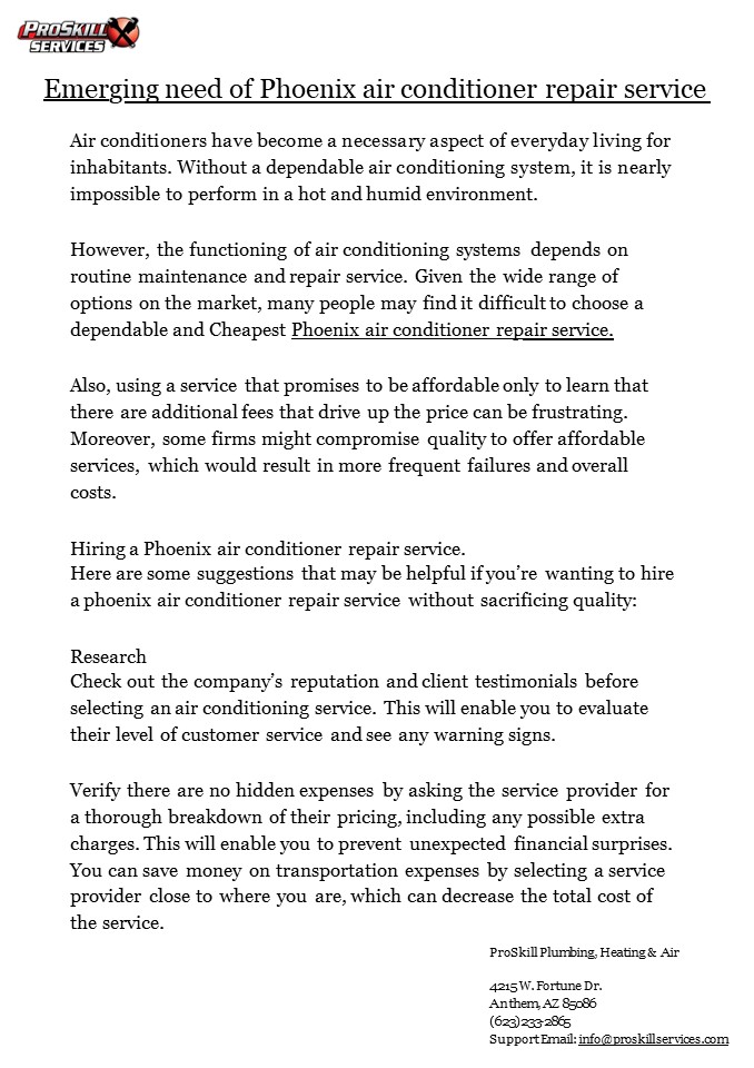 Emerging need of Phoenix air conditioner repair service