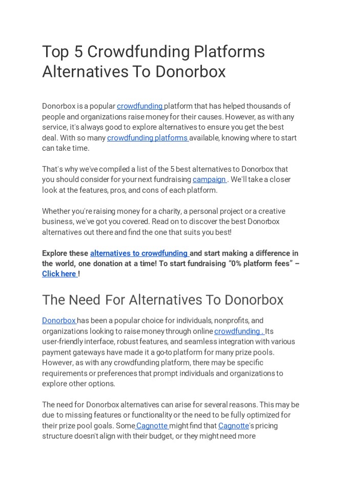 Les 5 Meilleures Plateformes Alternatives à Donorbox