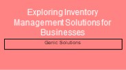 Inventory Management Solutions