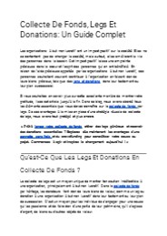 Collecte De Fonds, Legs Et Donations: Un Guide Complet