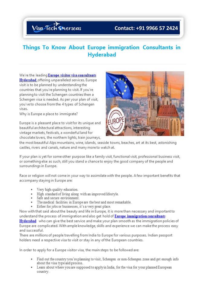 Things To Know About Europe immigration Consultants in Hyderabad