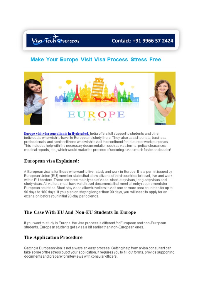 Make Your Europe Visit Visa Process Stress Free