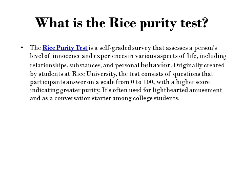 What is the Rice purity test?