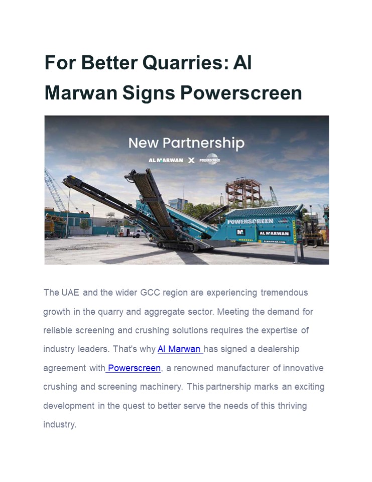 For Better Quarries: Al Marwan Signs Powerscreen