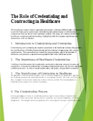 The Role of Credentialing and Contracting in Healthcare