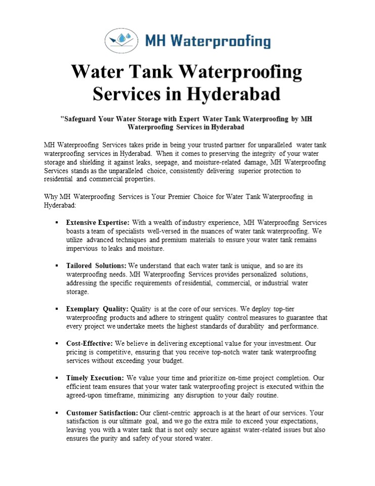 water tank waterproofing
