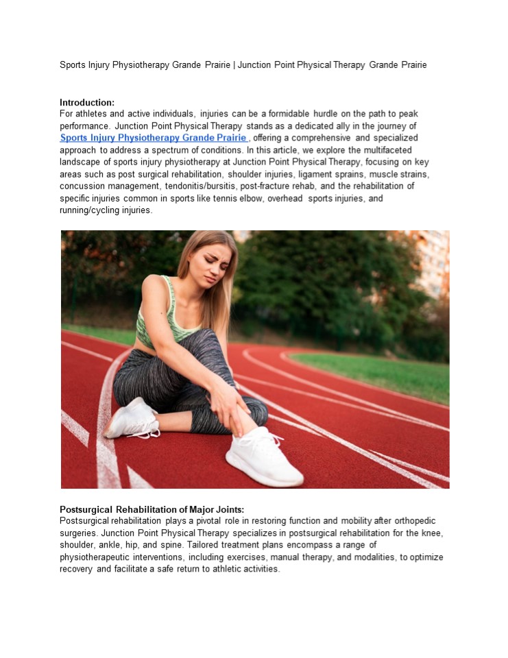 Sports Injury Physiotherapy Grande Prairie | Junction Point Physical Therapy Grande Prairie