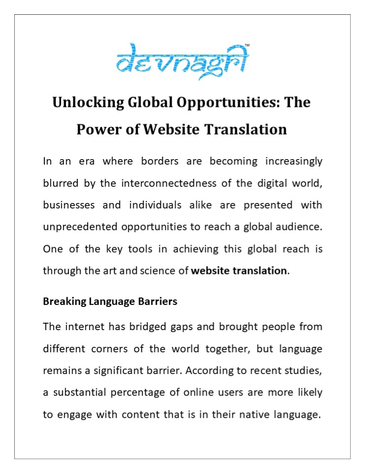 Unlocking Global Opportunities: The Power of Website Translation