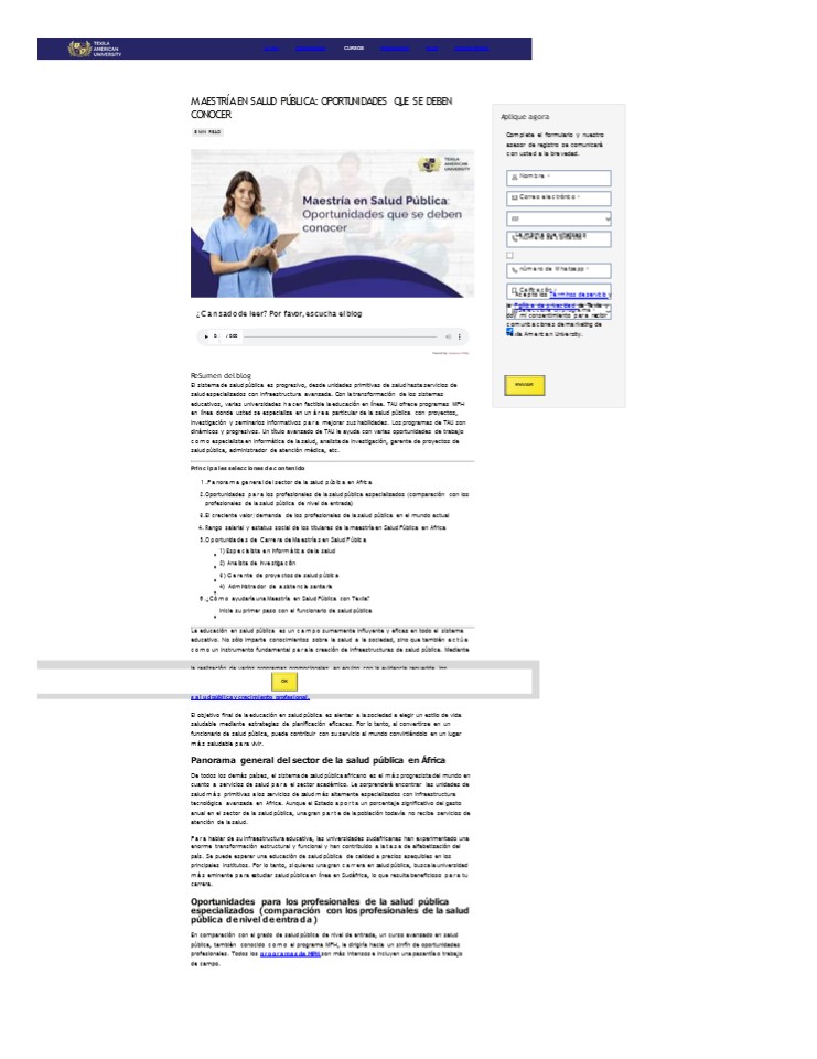 Maestría en Salud Pública: Oportunidades que se deben conocer