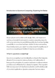 Introduction to Quantum Computing: Exploring the Basics