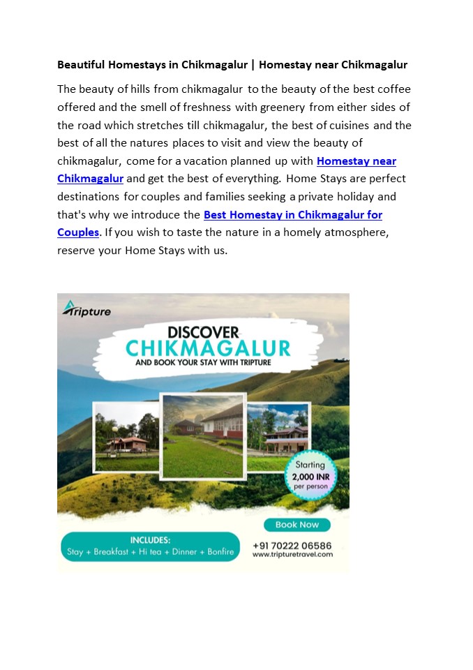 Best Homestays in Chikmagalur-Tripture