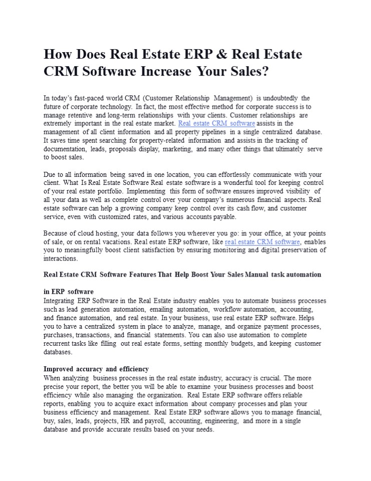 How Does Real Estate ERP & Real Estate CRM Software Increase Your Sales?