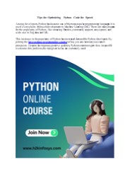 Tips for Optimizing Python Code for Speed