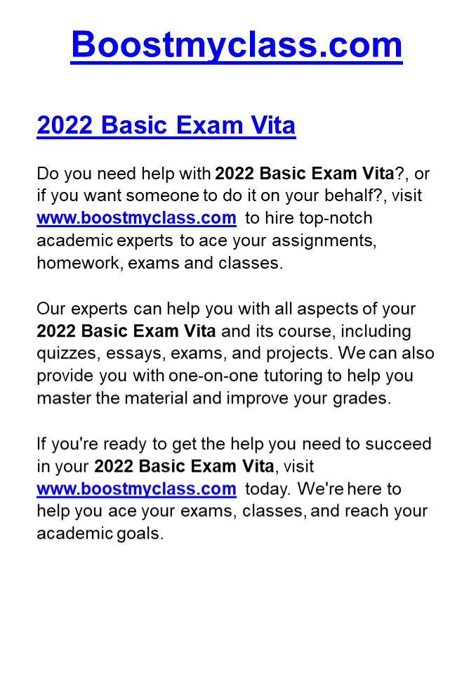 2022 Basic Exam Vita