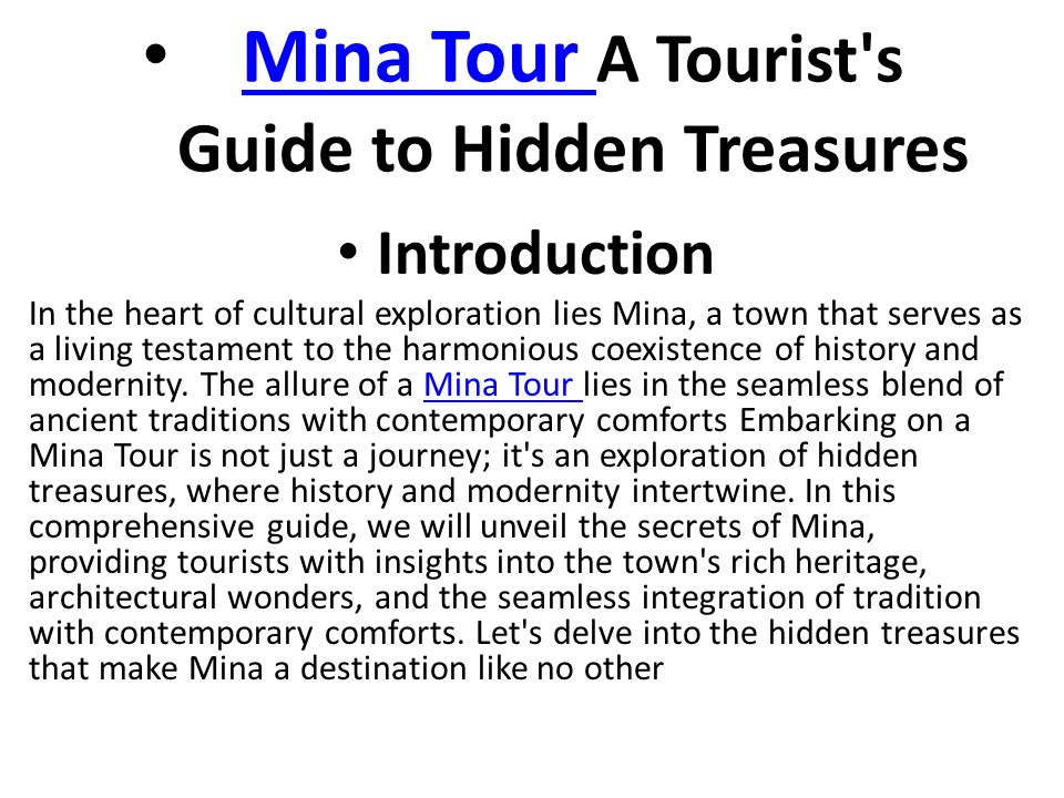 Why choose Mina Tour