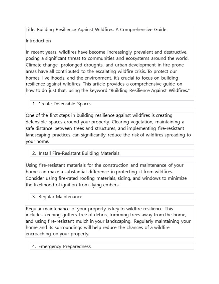 Building Resilience Against Wildfires