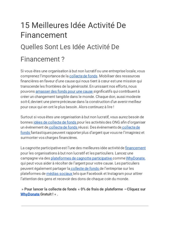 15 Meilleures Idée Activité De Financement @Whydonate