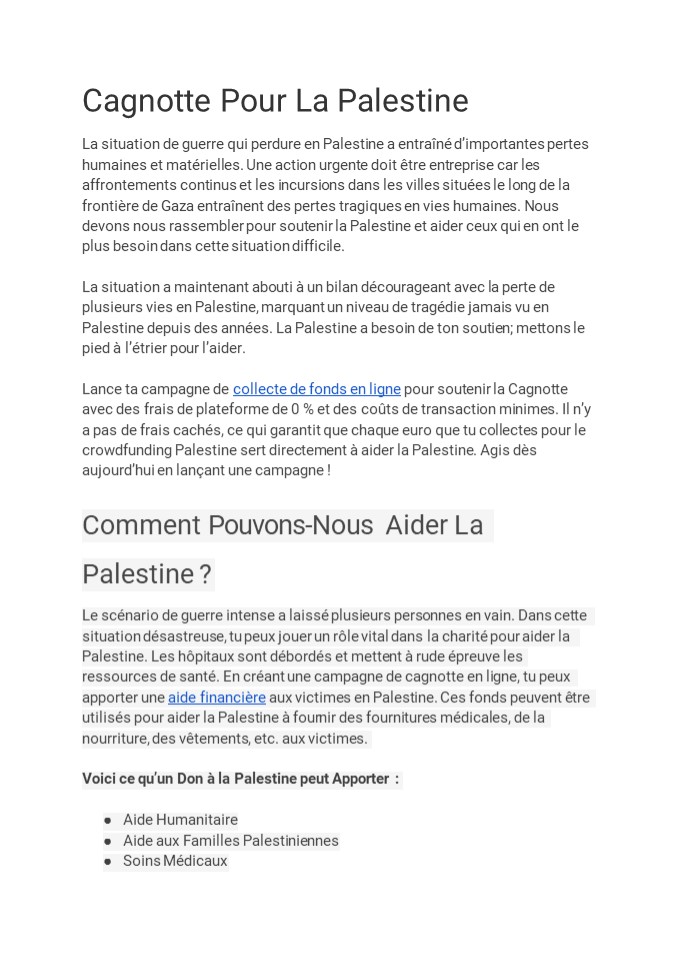 Cagnotte Pour La Palestine. Démarrer Une Cagnotte | PourquoiDonner ? (1)
