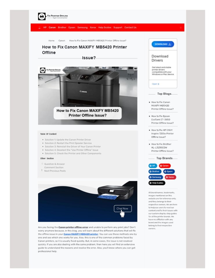 How to Fix Canon MAXIFY MB5420 Printer Offline Issue?