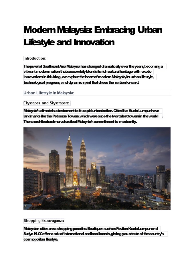 Modern Malaysia: Embracing Urban Lifestyle and Innovation
