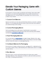 Custom sleeves boxes ideas for packaging