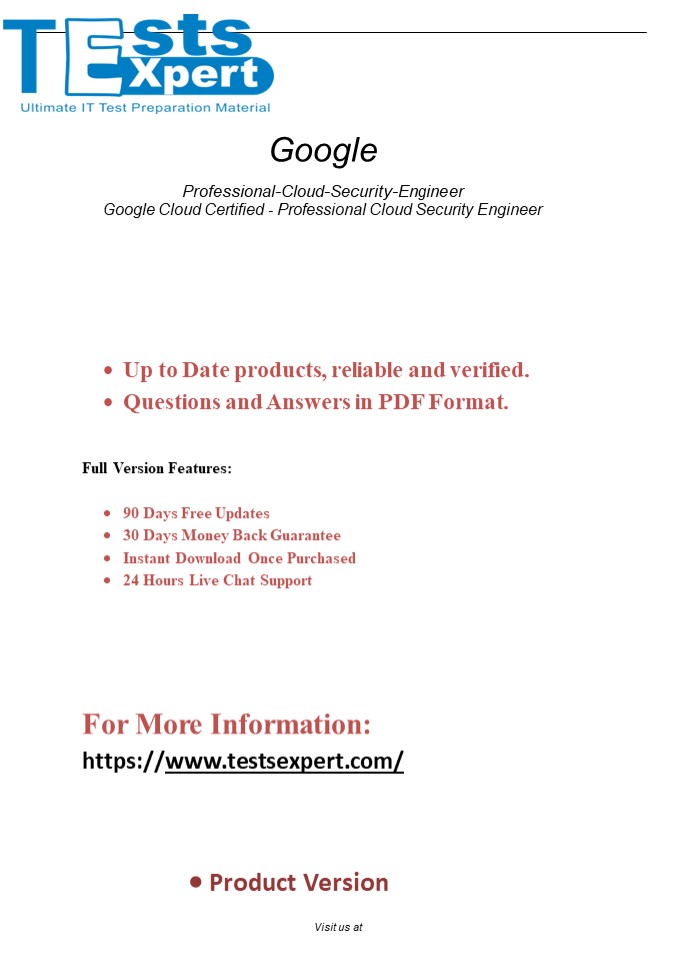 Testsexpert Latest Professional-Cloud-Security-Engineer Sample Questions Answers Free Download