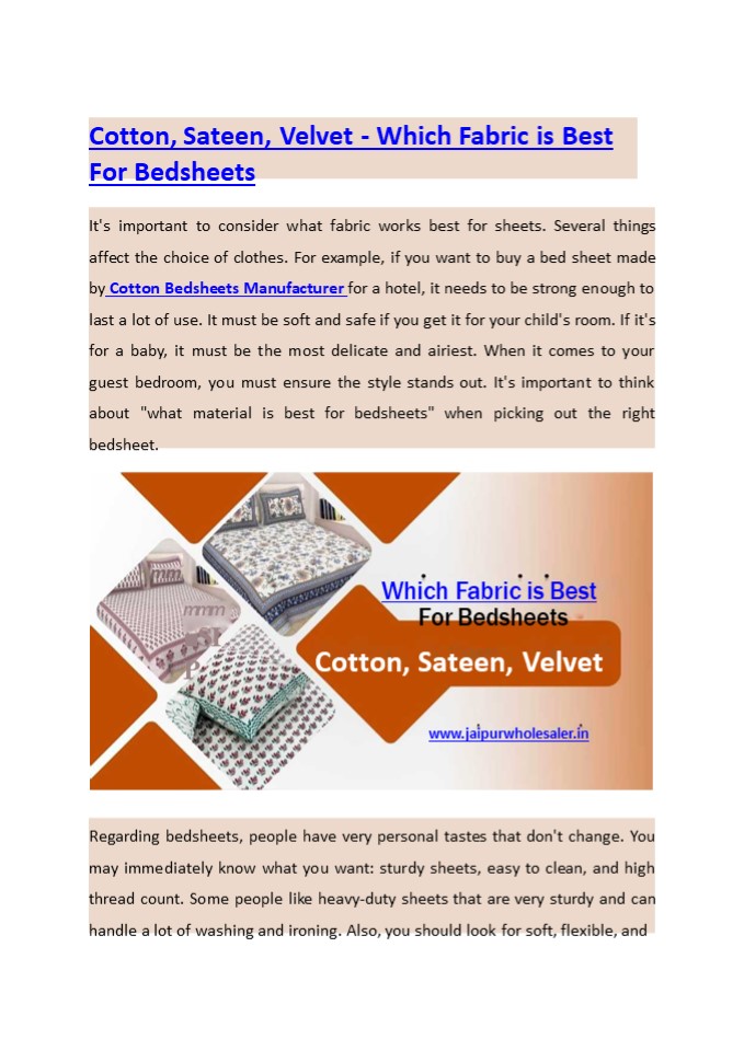 Cotton, Sateen, Velvet – Which Fabric is Best For Bedsheets?