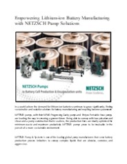 Empowering Lithium-ion Battery Manufacturing with NETZSCH Pump Solutions