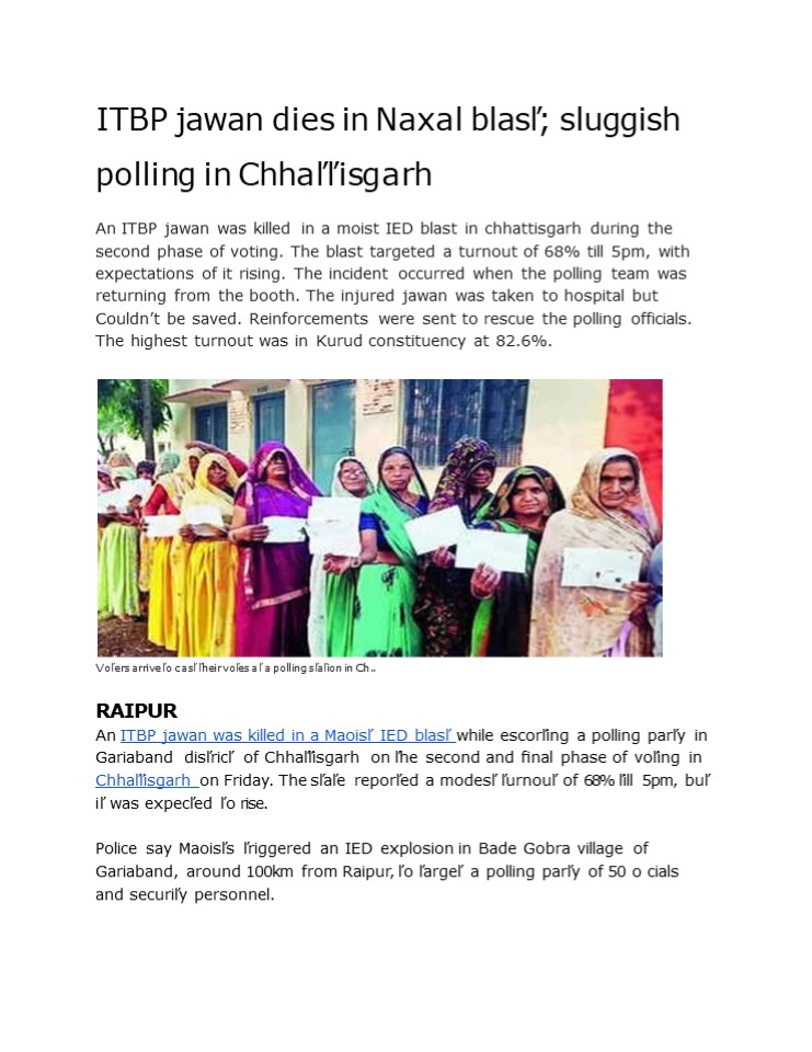 ITBP jawan dies in Naxal blast; sluggish polling in Chhattisgarh (1)