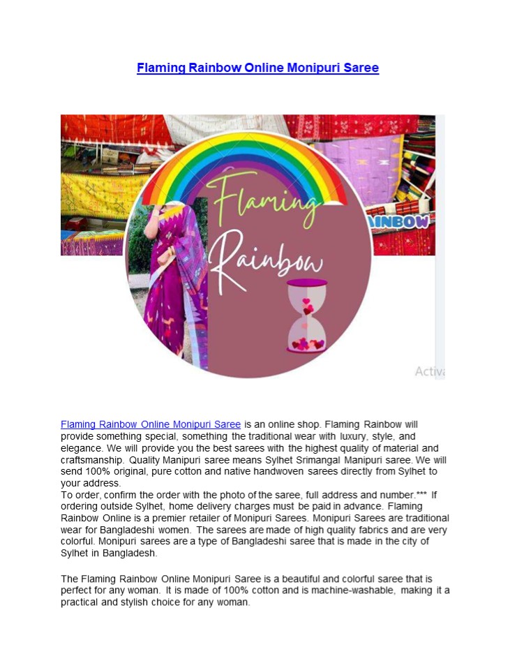Flaming Rainbow Online Monipuri Saree