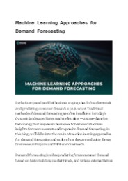 Machine Learning Approaches for Demand Forecasting