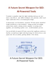 A Future Secret Weapon For SEO: AI-Powered Tools