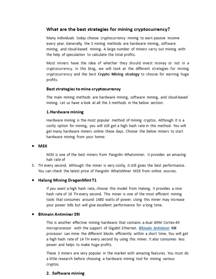 What are the best strategies for mining cryptocurrency?