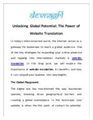 Unlocking Global Potential: The Power of Website Translation