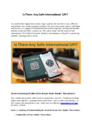 Is There Any Safe International UPI?