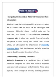 Navigating the Essentials: Maternity Insurance Plans