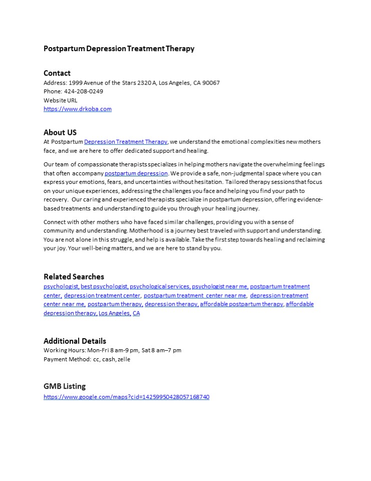 Postpartum Depression Treatment Therapy