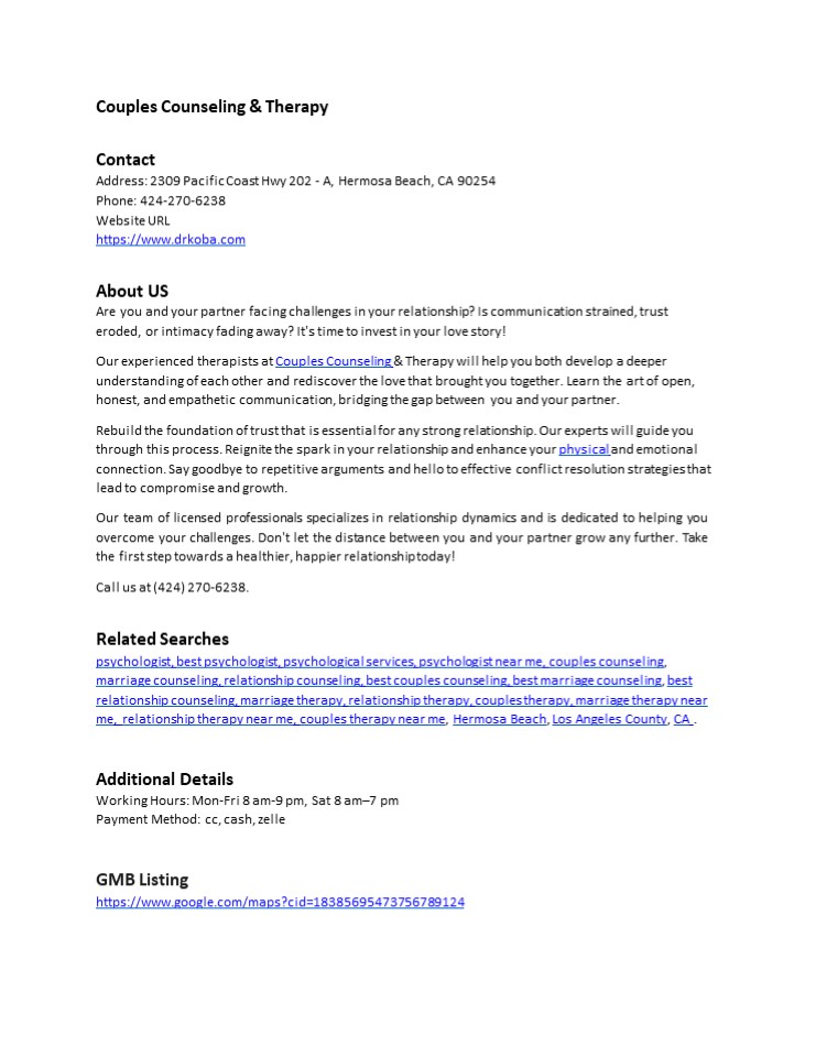 Couples Counseling & Therapy