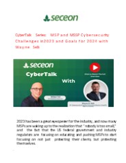 MSP and MSSP Cybersecurity Challenges in 2023 and Goals for 2024 with Wayne Selk