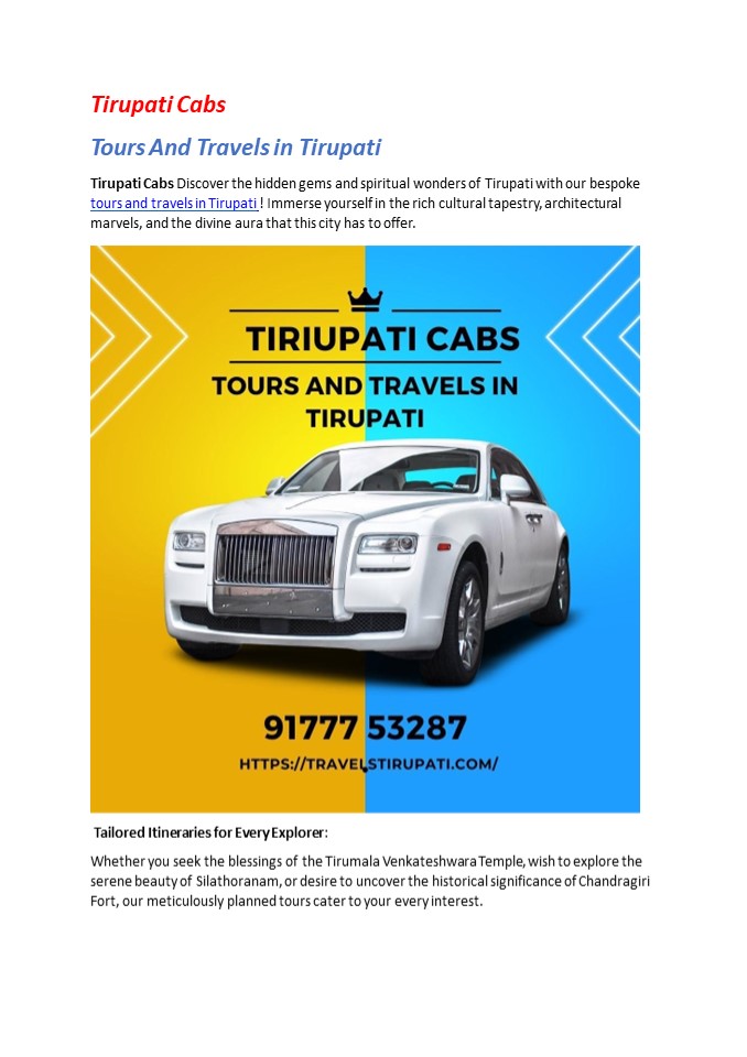 Tours  and travels In Tirupati