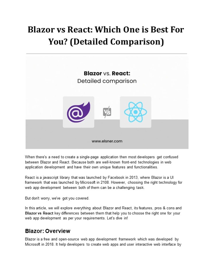 Blazor vs React: Which One is Best For You? (Detailed Comparison ...