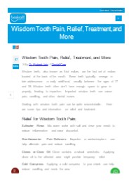 Wisdom Tooth Pain, Relief, Treatment, and More