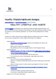 HEALTHY LIFESTYLE AND HABITS