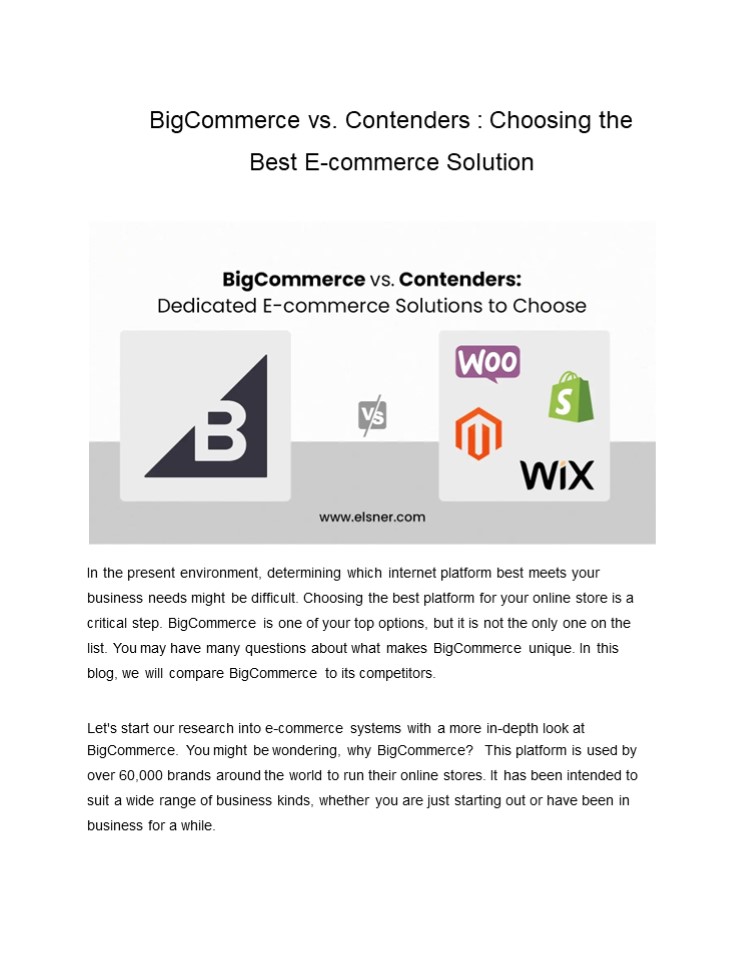 Bigcommerce vs contenders choosing the best e-commerce solution