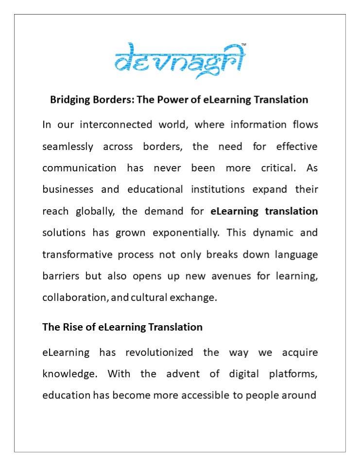 Bridging Borders: The Power of eLearning Translation